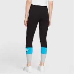 Nike women’s Black Blue Gray Leggings yoga full length tight dry fit size small
